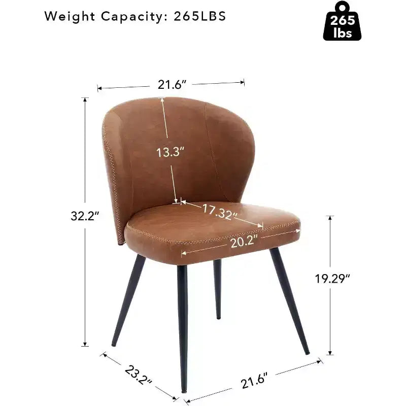 Acekool Lot de 2 chaises de salle à manger, chaises de cuisine ergonomiques rembourrées en cuir, pieds en acier, faciles à nettoyer, capacité de 120 kg