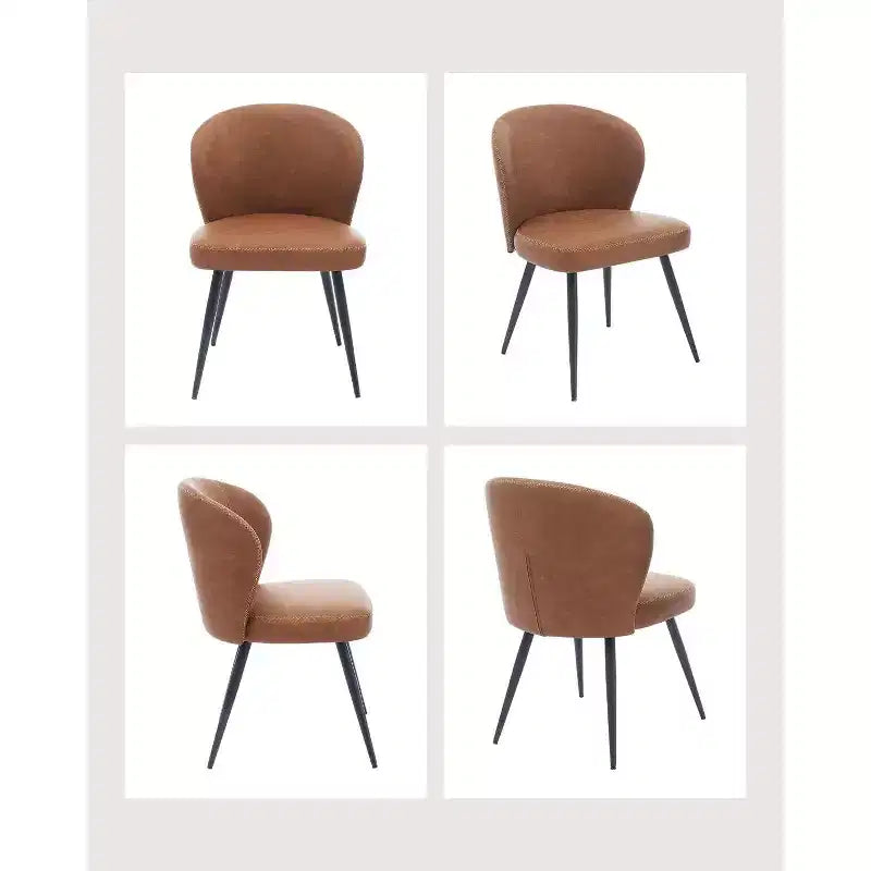 Acekool Lot de 2 chaises de salle à manger, chaises de cuisine ergonomiques rembourrées en cuir, pieds en acier, faciles à nettoyer, capacité de 120 kg