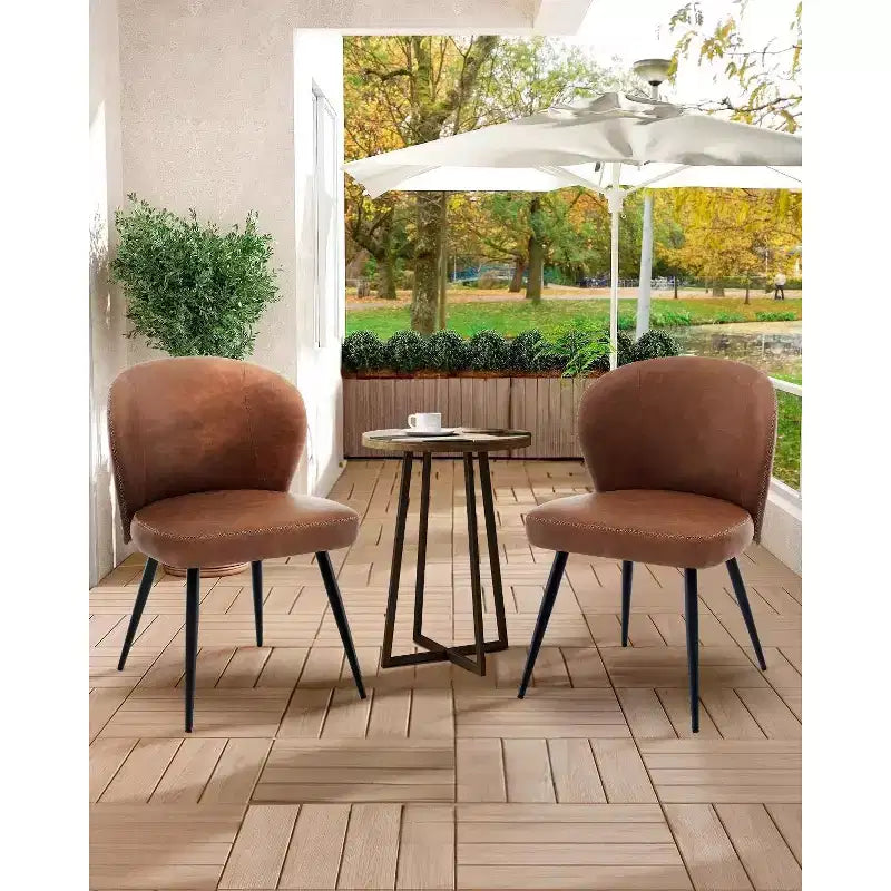 Acekool Lot de 2 chaises de salle à manger, chaises de cuisine ergonomiques rembourrées en cuir, pieds en acier, faciles à nettoyer, capacité de 120 kg