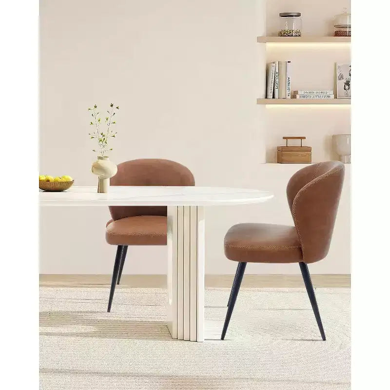Acekool Lot de 2 chaises de salle à manger, chaises de cuisine ergonomiques rembourrées en cuir, pieds en acier, faciles à nettoyer, capacité de 120 kg