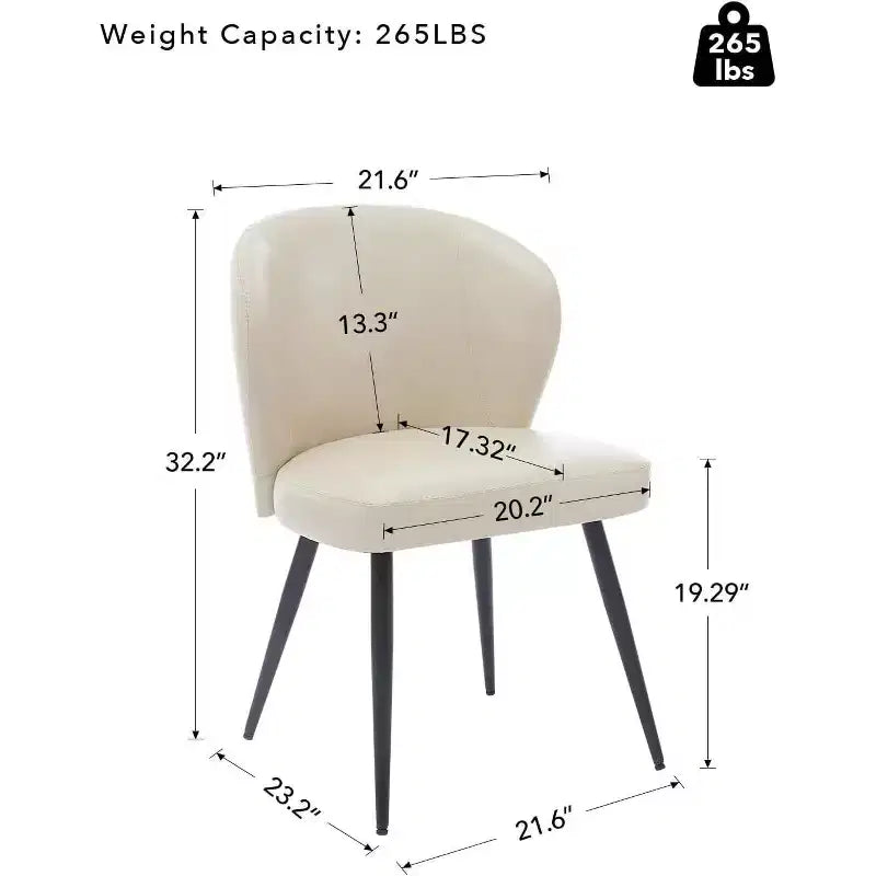 Acekool Lot de 2 chaises de salle à manger, chaises de cuisine ergonomiques rembourrées en cuir, pieds en acier, faciles à nettoyer, capacité de 120 kg