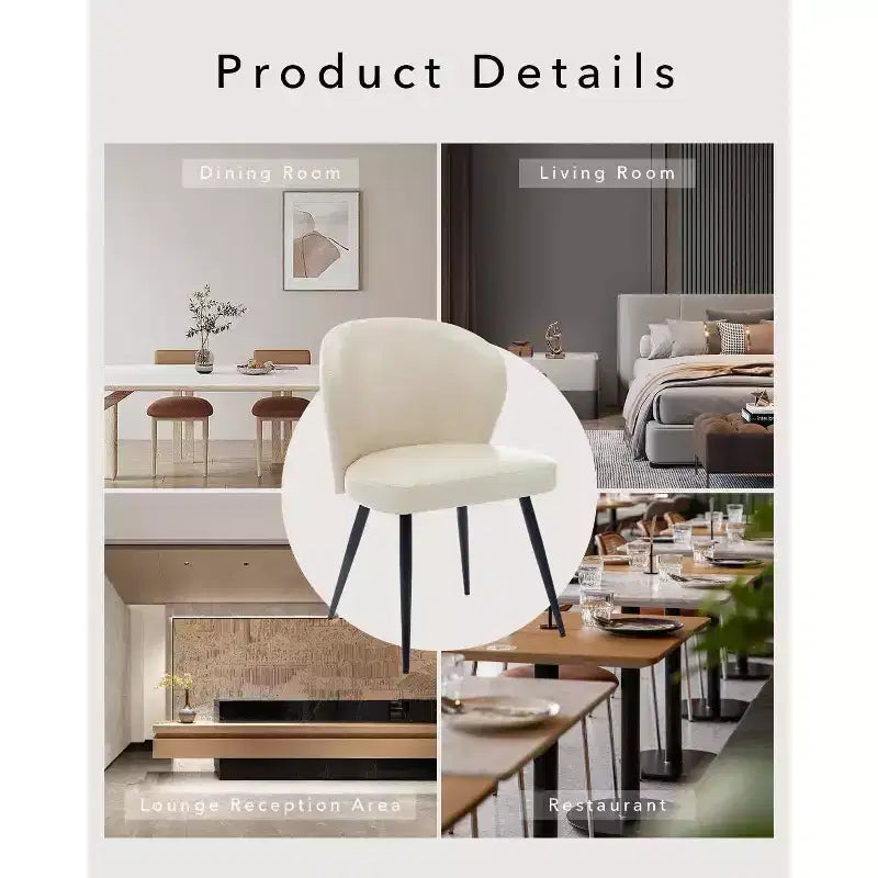 Acekool Lot de 2 chaises de salle à manger, chaises de cuisine ergonomiques rembourrées en cuir, pieds en acier, faciles à nettoyer, capacité de 120 kg