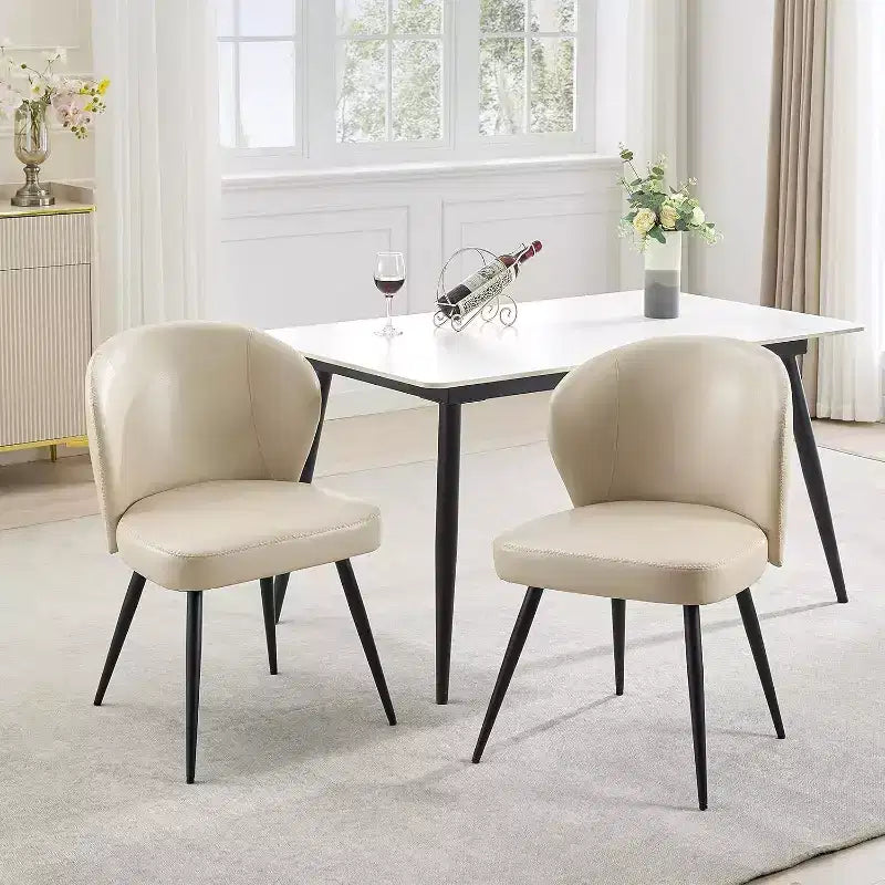 Acekool Lot de 2 chaises de salle à manger, chaises de cuisine ergonomiques rembourrées en cuir, pieds en acier, faciles à nettoyer, capacité de 120 kg