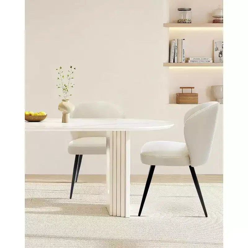 Acekool Lot de 2 chaises de salle à manger, chaises de cuisine ergonomiques rembourrées en cuir, pieds en acier, faciles à nettoyer, capacité de 120 kg