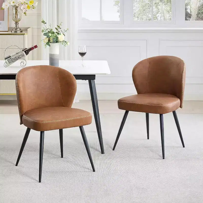 Acekool Lot de 2 chaises de salle à manger, chaises de cuisine ergonomiques rembourrées en cuir, pieds en acier, faciles à nettoyer, capacité de 120 kg