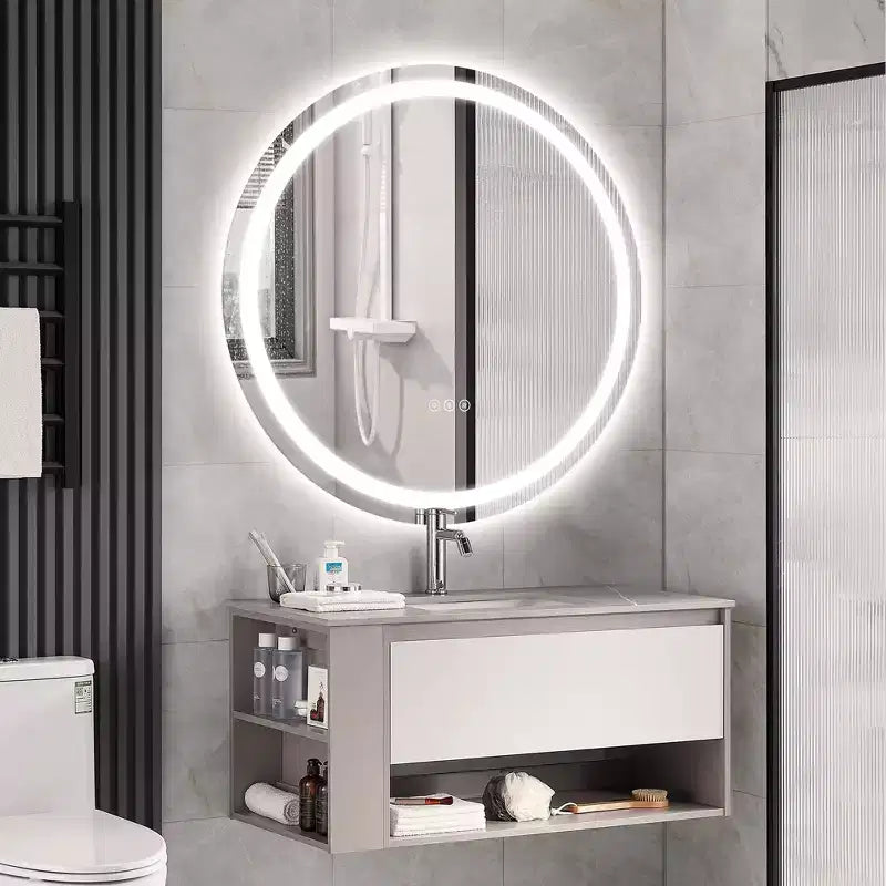 Maxax Modern Round Frameless Led Bathroom Vanity Mirrors Anti-Fog, Dimmable Lights And Shatterproof Mirror