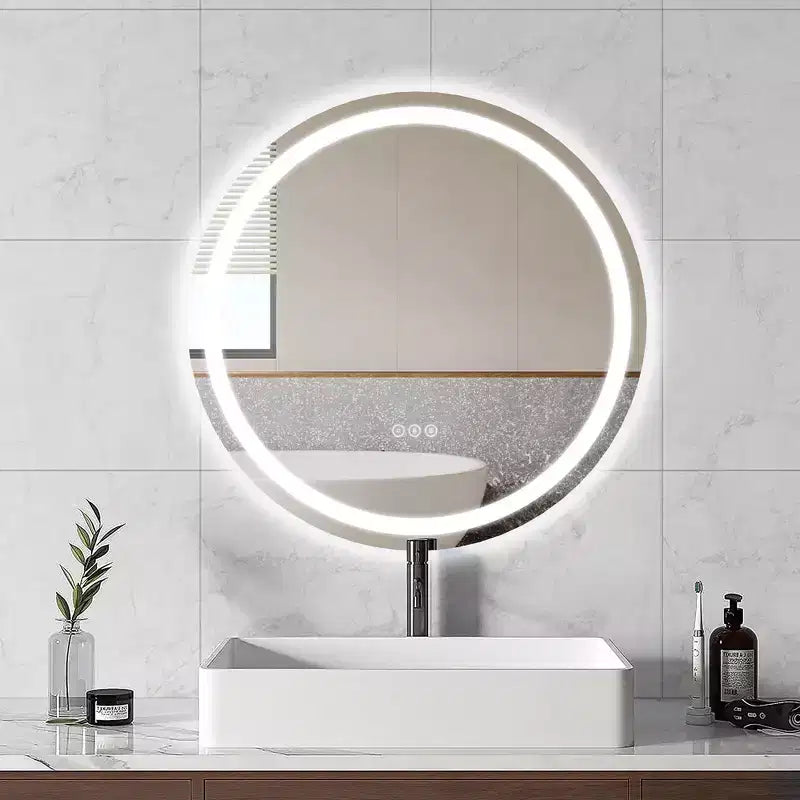 Maxax Modern Round Frameless Led Bathroom Vanity Mirrors Anti-Fog, Dimmable Lights And Shatterproof Mirror