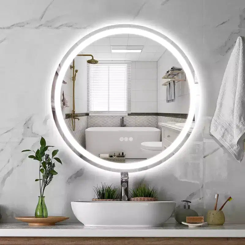 Maxax Modern Round Frameless Led Bathroom Vanity Mirrors Anti-Fog, Dimmable Lights And Shatterproof Mirror