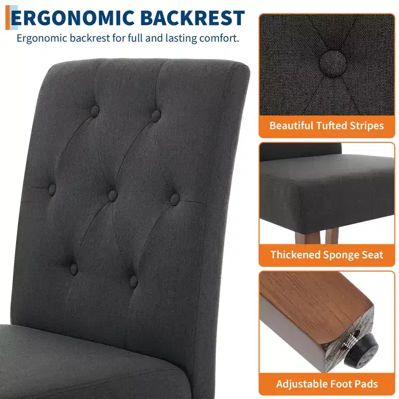 Lot de 2 chaises de salle à manger capitonnées, chaises de cuisine touffues avec siège rembourré, chaises d'appoint confortables sans accoudoirs, chaises Parsons d'appoint pour salon