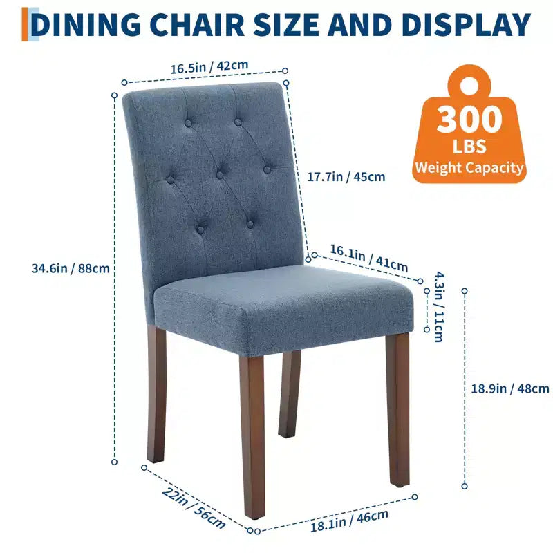 Lot de 2 chaises de salle à manger capitonnées, chaises de cuisine touffues avec siège rembourré, chaises d'appoint confortables sans accoudoirs, chaises Parsons d'appoint pour salon