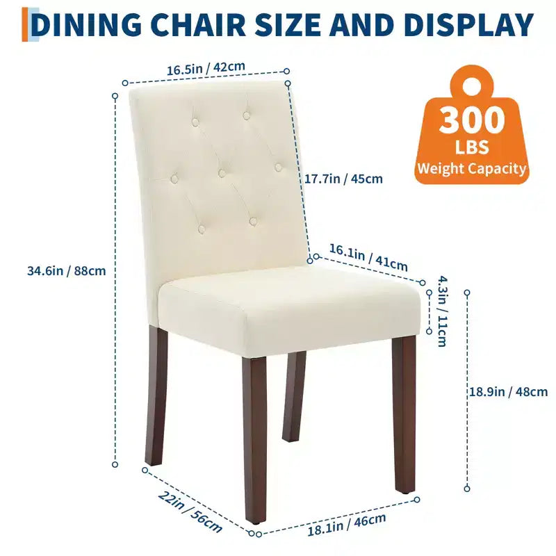 Lot de 2 chaises de salle à manger capitonnées, chaises de cuisine touffues avec siège rembourré, chaises d'appoint confortables sans accoudoirs, chaises Parsons d'appoint pour salon