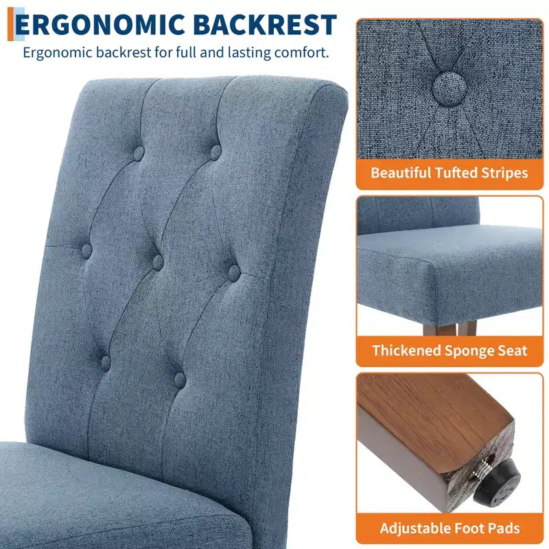 Lot de 2 chaises de salle à manger capitonnées, chaises de cuisine touffues avec siège rembourré, chaises d'appoint confortables sans accoudoirs, chaises Parsons d'appoint pour salon