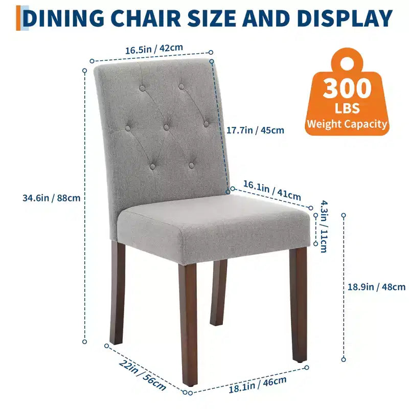 Lot de 2 chaises de salle à manger capitonnées, chaises de cuisine touffues avec siège rembourré, chaises d'appoint confortables sans accoudoirs, chaises Parsons d'appoint pour salon
