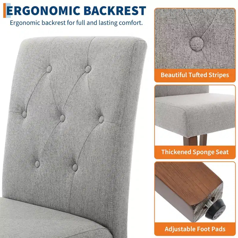 Lot de 2 chaises de salle à manger capitonnées, chaises de cuisine touffues avec siège rembourré, chaises d'appoint confortables sans accoudoirs, chaises Parsons d'appoint pour salon