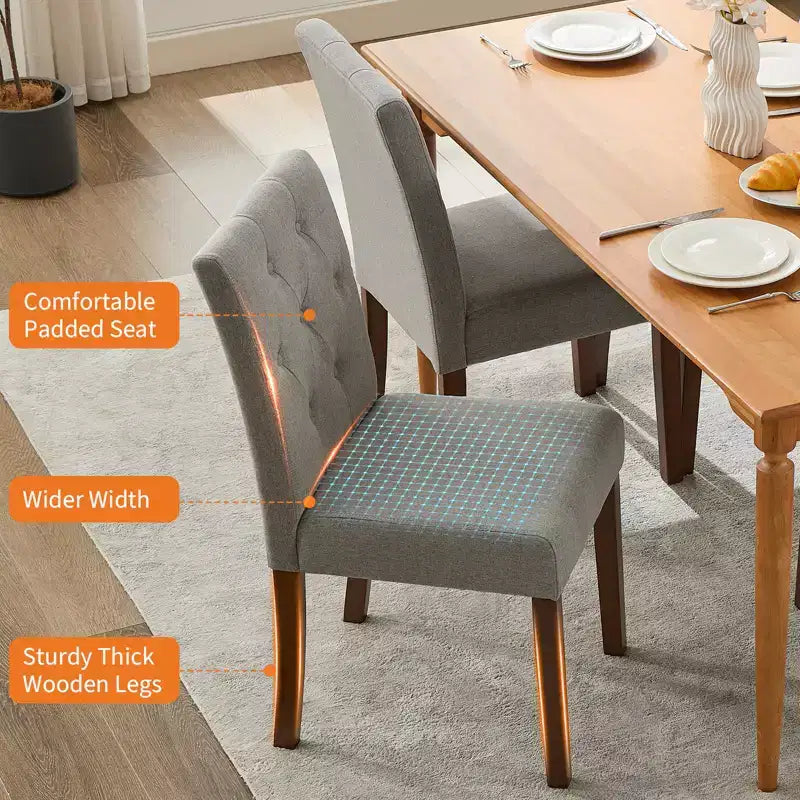 Lot de 2 chaises de salle à manger capitonnées, chaises de cuisine touffues avec siège rembourré, chaises d'appoint confortables sans accoudoirs, chaises Parsons d'appoint pour salon