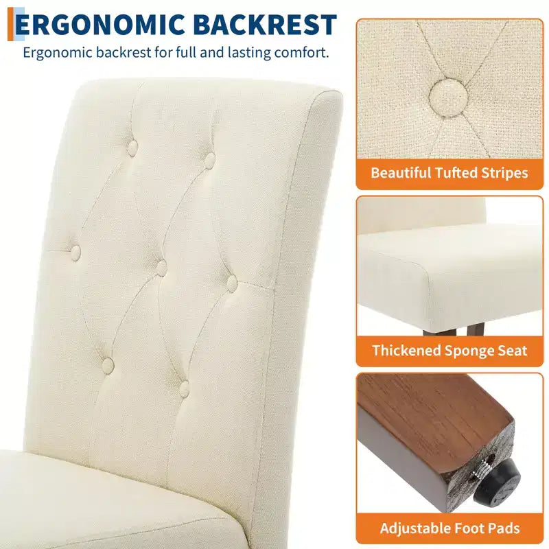 Lot de 2 chaises de salle à manger capitonnées, chaises de cuisine touffues avec siège rembourré, chaises d'appoint confortables sans accoudoirs, chaises Parsons d'appoint pour salon
