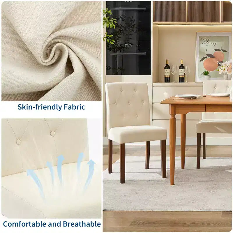 Lot de 2 chaises de salle à manger capitonnées, chaises de cuisine touffues avec siège rembourré, chaises d'appoint confortables sans accoudoirs, chaises Parsons d'appoint pour salon