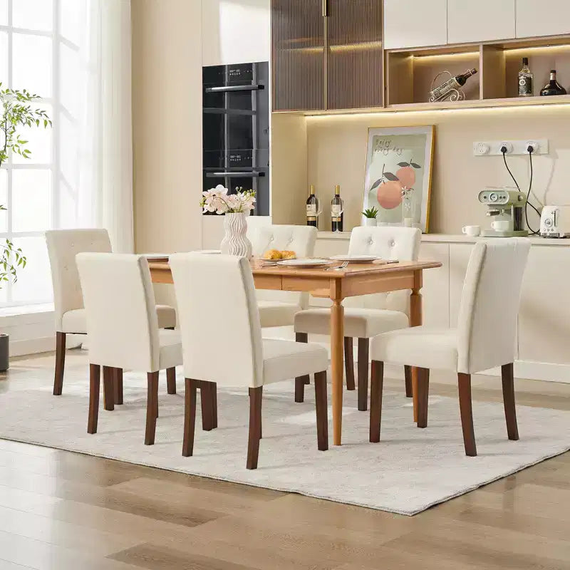 Lot de 2 chaises de salle à manger capitonnées, chaises de cuisine touffues avec siège rembourré, chaises d'appoint confortables sans accoudoirs, chaises Parsons d'appoint pour salon