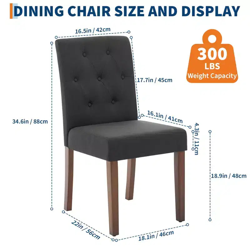 Lot de 2 chaises de salle à manger capitonnées, chaises de cuisine touffues avec siège rembourré, chaises d'appoint confortables sans accoudoirs, chaises Parsons d'appoint pour salon