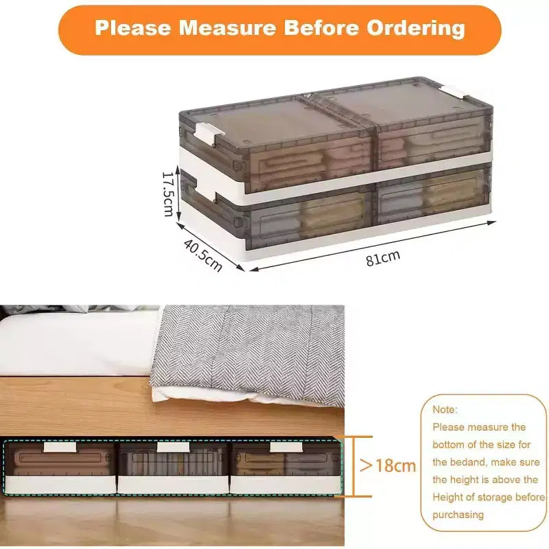 Acekool Under Bed Storage Containers with Wheels, Stackable Storage Bins with Lids, Pull-Out Organizer for Bedroom, Dorm, Closet, 2 Pack
