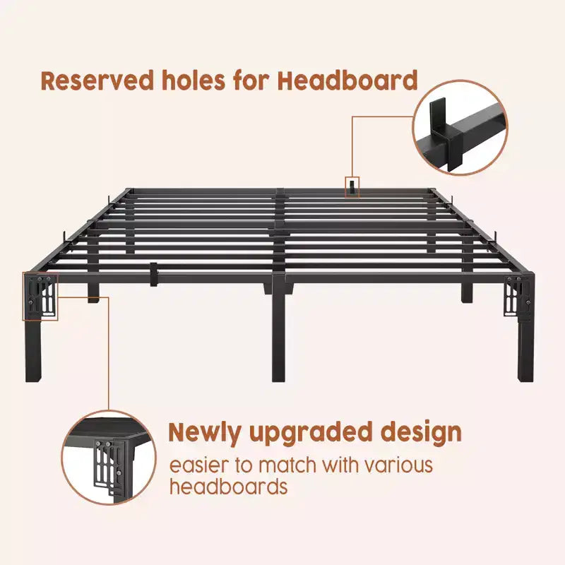 Iron Bed Frame - Screwless Design, Fully Disassembled Flat Iron Bed, Metal Bed Frame, Steel Bed Frame