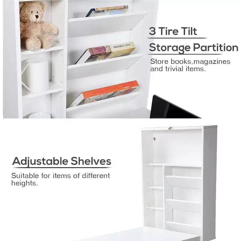 Sandinrayli Wall Mounted Space Saving Fold Out Convertible Desk, White