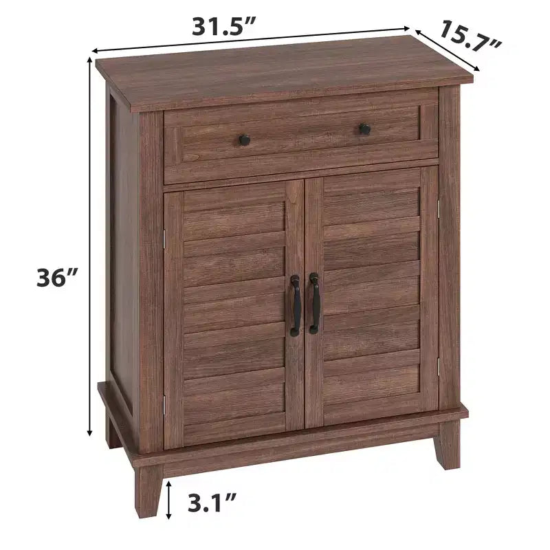 GustoWave Farmhouse Storage Cabine 3-Tiers Adjustable Shelf with 7 Gears, Rustic Kitchen & Dining Room Organizer, Multi-Functional Entryway Cabinet