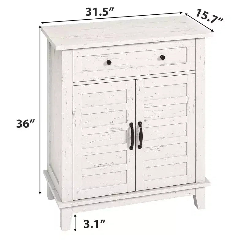 GustoWave Farmhouse Storage Cabine 3-Tiers Adjustable Shelf with 7 Gears, Rustic Kitchen & Dining Room Organizer, Multi-Functional Entryway Cabinet