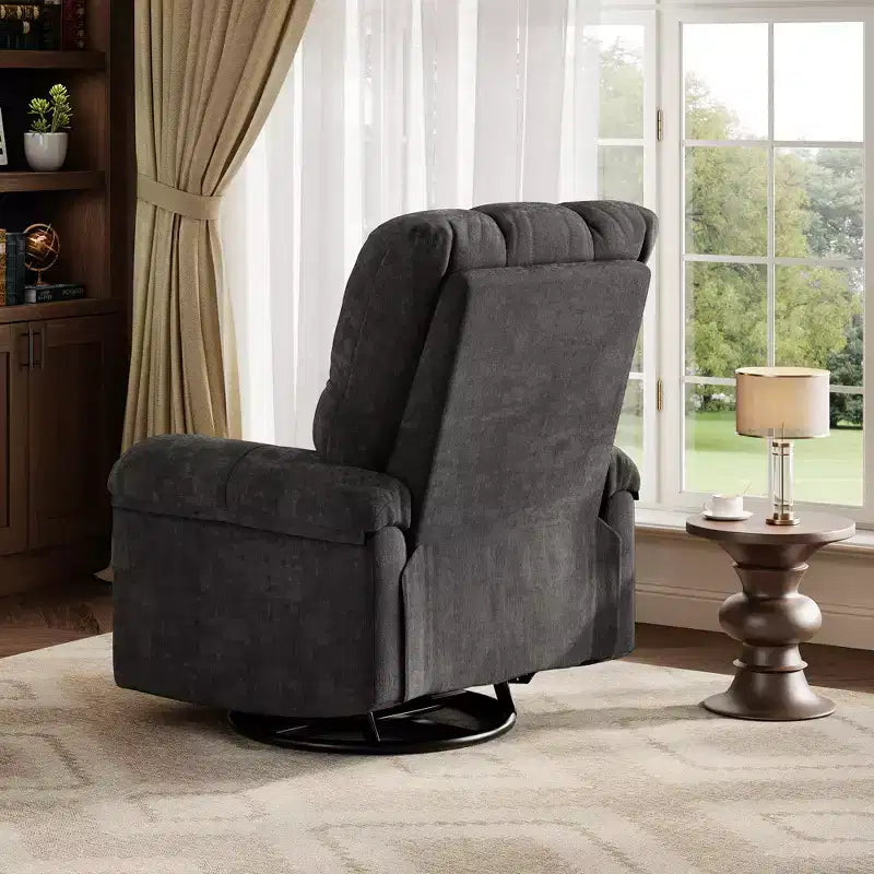 Oversized Recliner Chair, Overstuffed Soft Chenille Swivel Rocker Recliner with Padded Armrests, Nursery Rocking Chairs