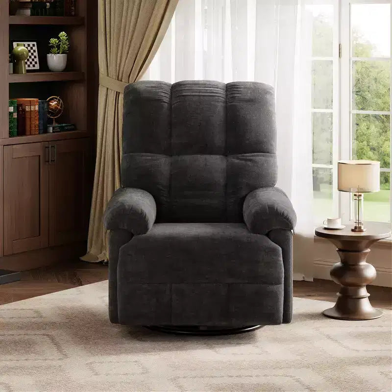 Oversized Recliner Chair, Overstuffed Soft Chenille Swivel Rocker Recliner with Padded Armrests, Nursery Rocking Chairs