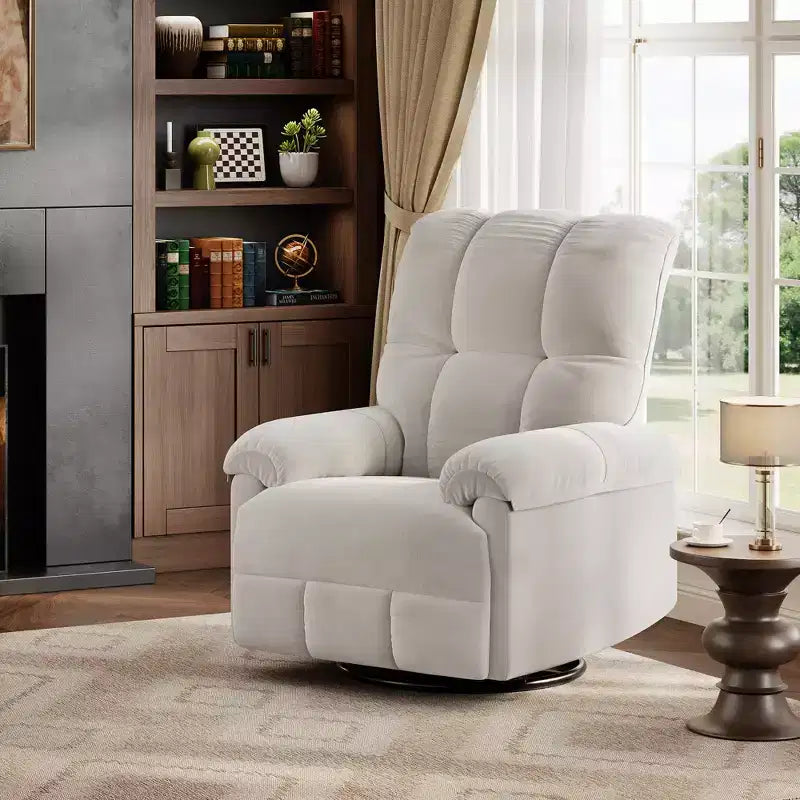 Oversized Recliner Chair, Overstuffed Soft Chenille Swivel Rocker Recliner with Padded Armrests, Nursery Rocking Chairs