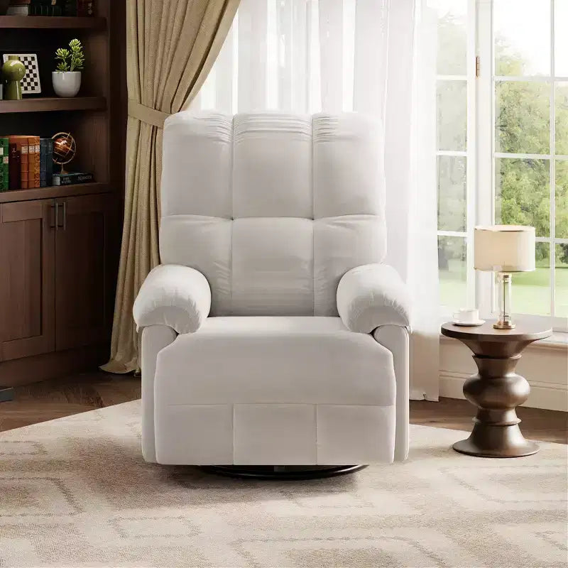 Oversized Recliner Chair, Overstuffed Soft Chenille Swivel Rocker Recliner with Padded Armrests, Nursery Rocking Chairs