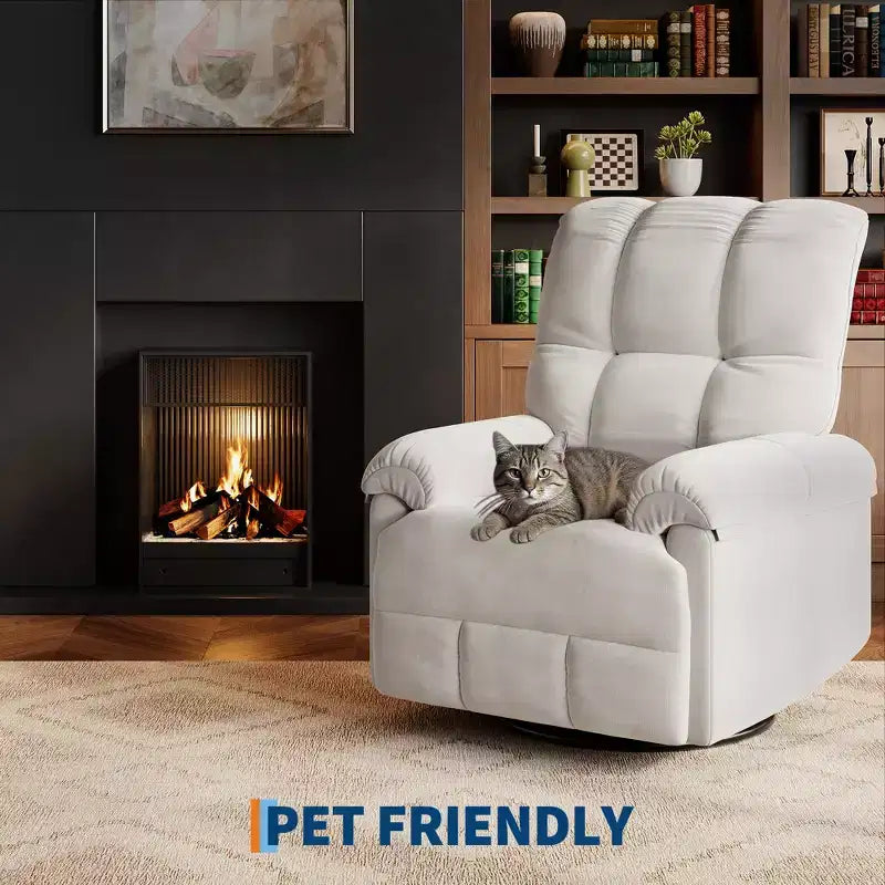 Oversized Recliner Chair, Overstuffed Soft Chenille Swivel Rocker Recliner with Padded Armrests, Nursery Rocking Chairs
