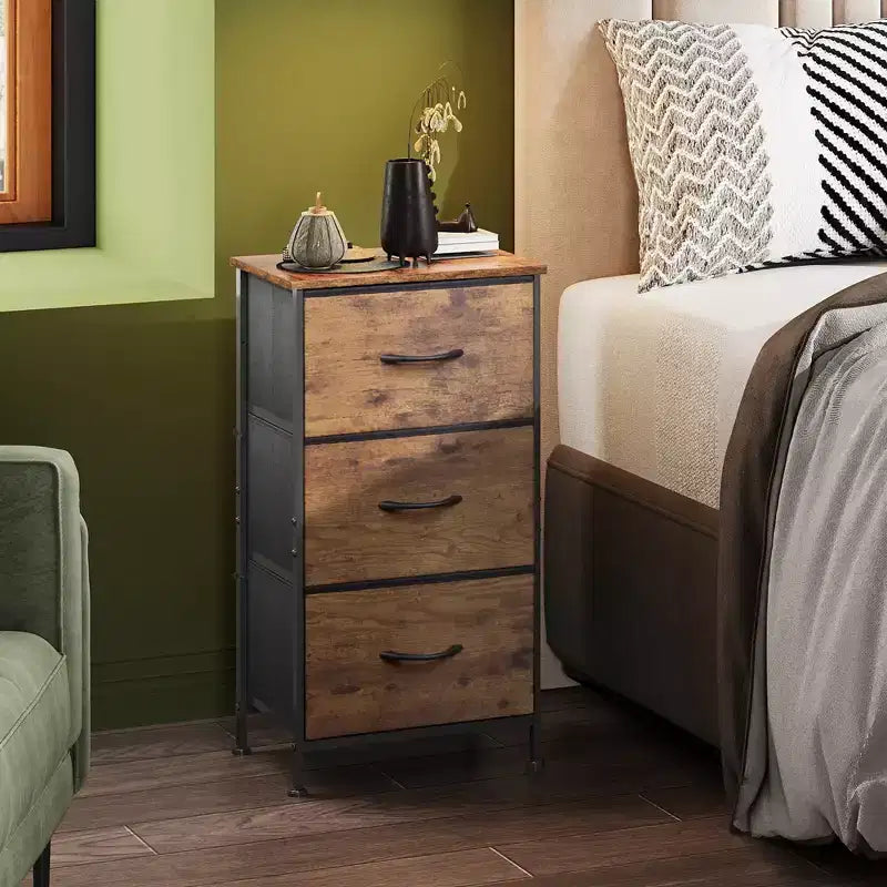 GALAXHERO Nightstand with 3 Drawers  Fabric Dresser Storage Organizer for Bedroom, Hallway, Entryway, Closets