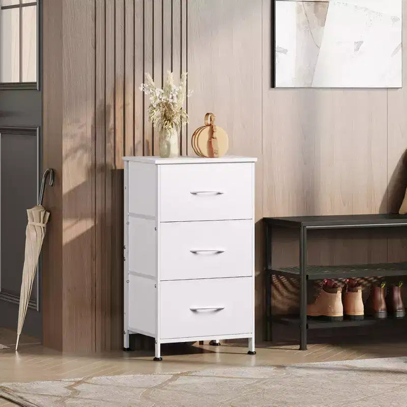 GALAXHERO Nightstand with 3 Drawers  Fabric Dresser Storage Organizer for Bedroom, Hallway, Entryway, Closets