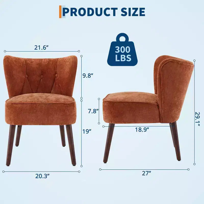GustoWave Mid Century Accent Chair with Solid Wood Legs, Modern Upholstered Wingback Living Room Chair, Dining Chairs