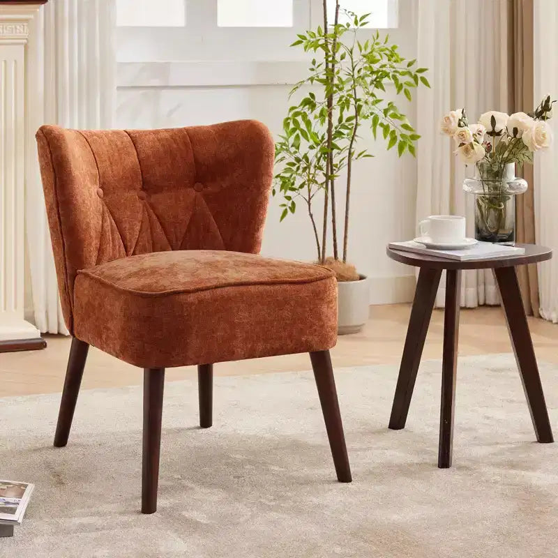 GustoWave Mid Century Accent Chair with Solid Wood Legs, Modern Upholstered Wingback Living Room Chair, Dining Chairs