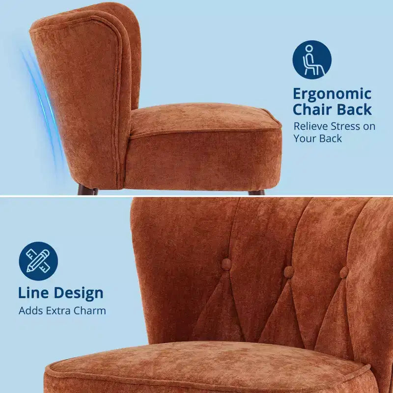 GustoWave Mid Century Accent Chair with Solid Wood Legs, Modern Upholstered Wingback Living Room Chair, Dining Chairs