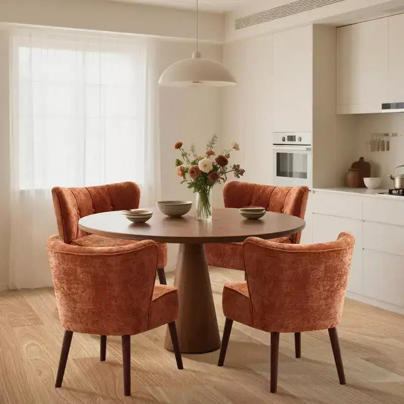 GustoWave Mid Century Accent Chair with Solid Wood Legs, Modern Upholstered Wingback Living Room Chair, Dining Chairs