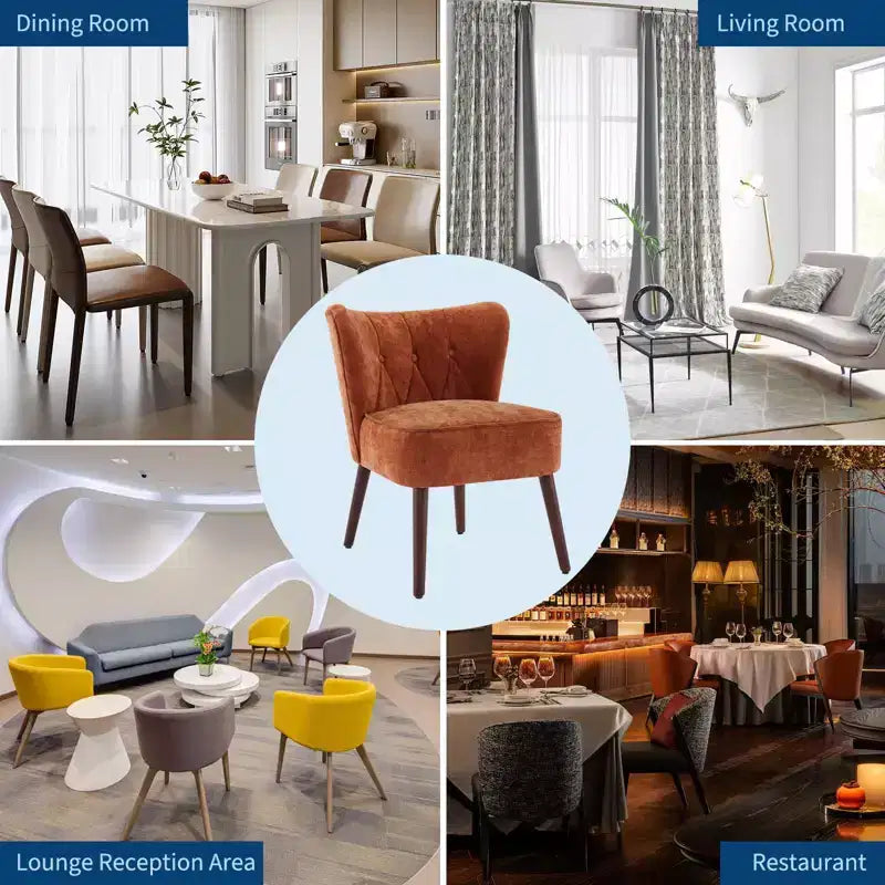 GustoWave Mid Century Accent Chair with Solid Wood Legs, Modern Upholstered Wingback Living Room Chair, Dining Chairs