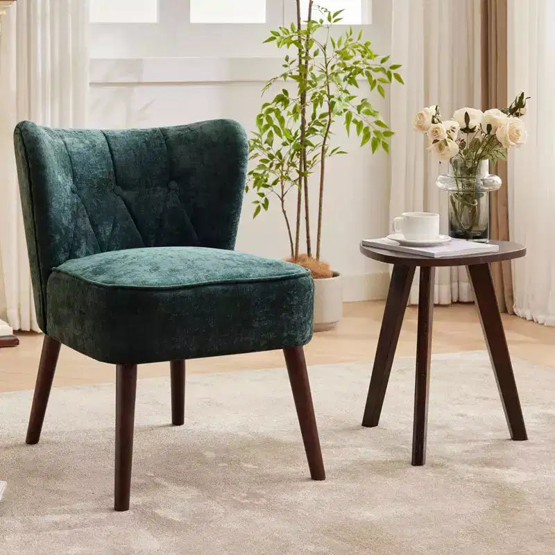 GustoWave Mid Century Accent Chair with Solid Wood Legs, Modern Upholstered Wingback Living Room Chair, Dining Chairs