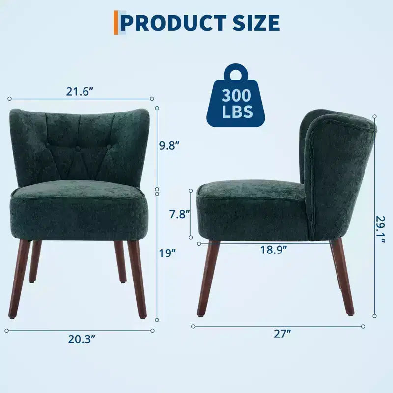 GustoWave Mid Century Accent Chair with Solid Wood Legs, Modern Upholstered Wingback Living Room Chair, Dining Chairs