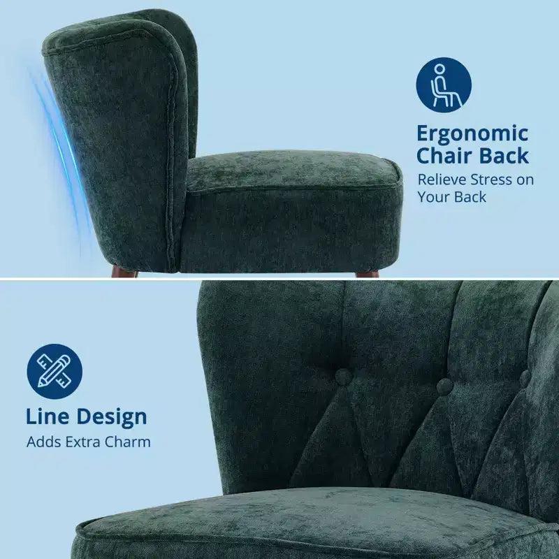GustoWave Mid Century Accent Chair with Solid Wood Legs, Modern Upholstered Wingback Living Room Chair, Dining Chairs
