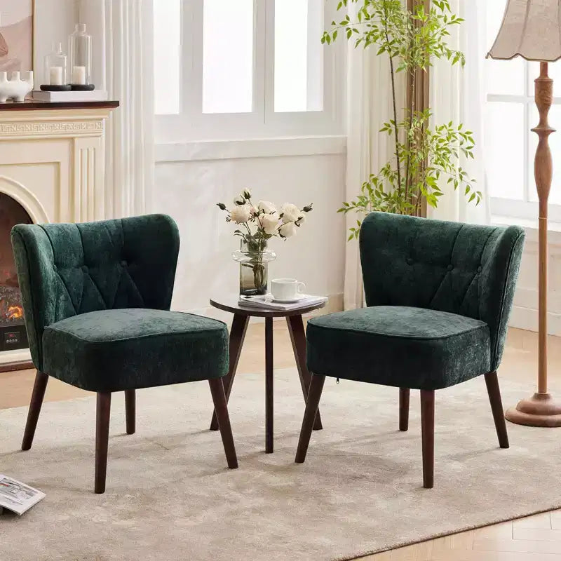 GustoWave Mid Century Accent Chair with Solid Wood Legs, Modern Upholstered Wingback Living Room Chair, Dining Chairs