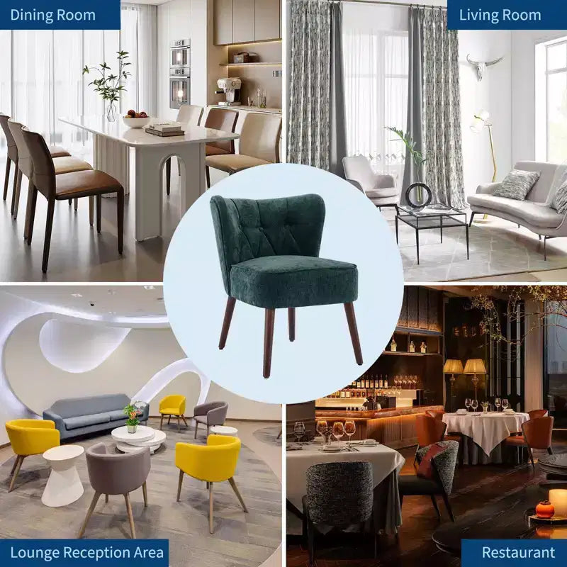 GustoWave Mid Century Accent Chair with Solid Wood Legs, Modern Upholstered Wingback Living Room Chair, Dining Chairs