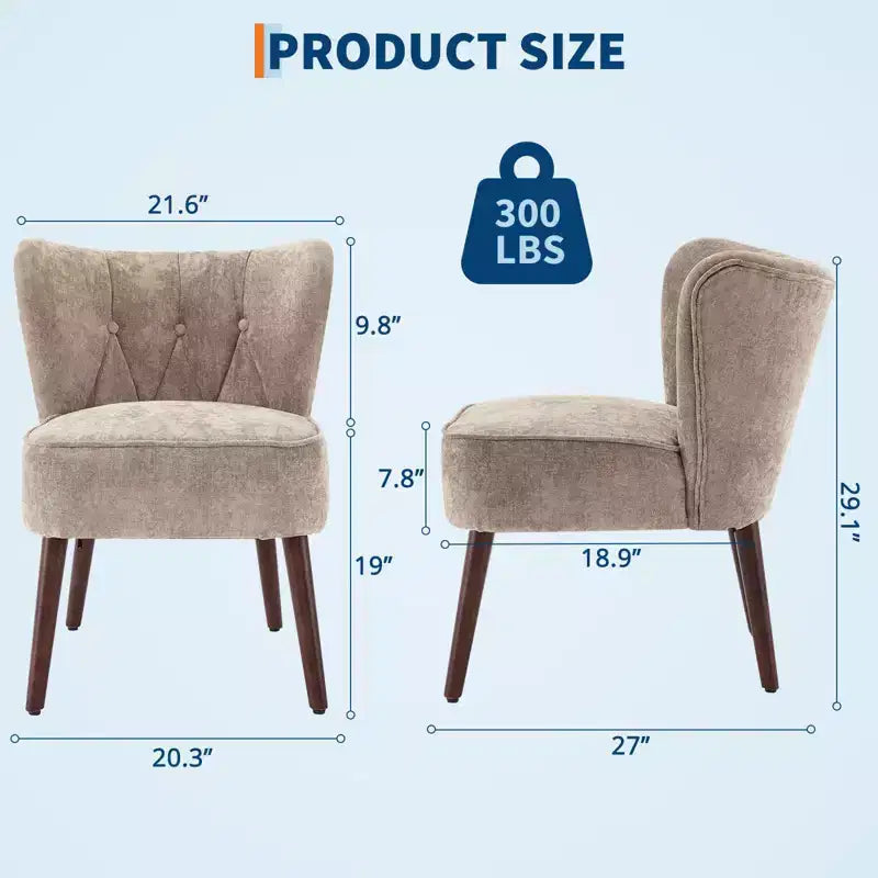 GustoWave Mid Century Accent Chair with Solid Wood Legs, Modern Upholstered Wingback Living Room Chair, Dining Chairs