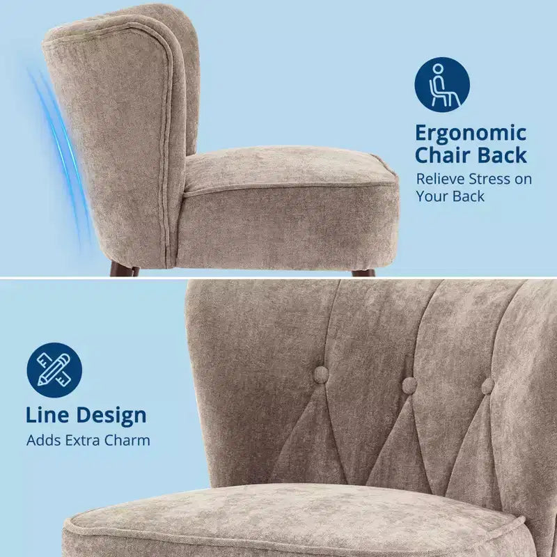 GustoWave Mid Century Accent Chair with Solid Wood Legs, Modern Upholstered Wingback Living Room Chair, Dining Chairs