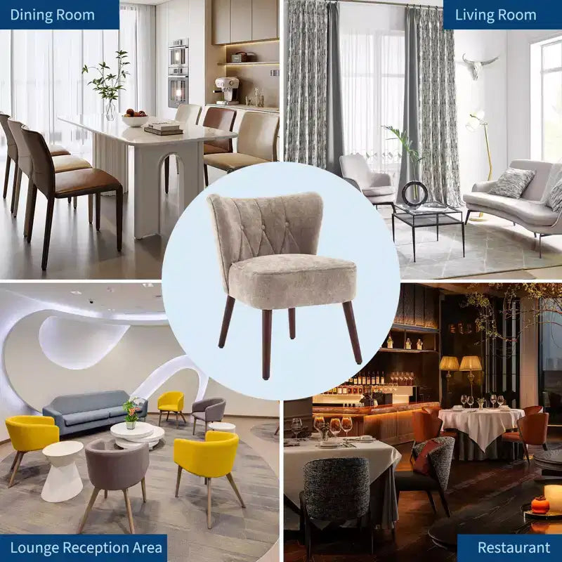GustoWave Mid Century Accent Chair with Solid Wood Legs, Modern Upholstered Wingback Living Room Chair, Dining Chairs