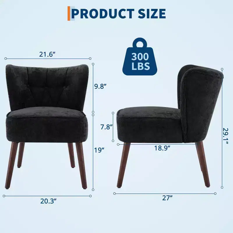 GustoWave Mid Century Accent Chair with Solid Wood Legs, Modern Upholstered Wingback Living Room Chair, Dining Chairs