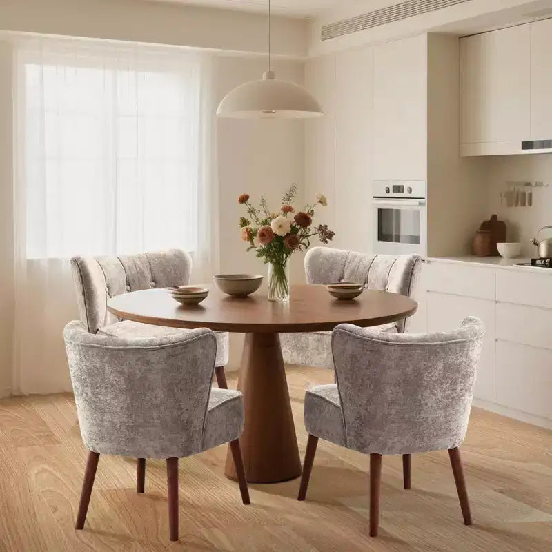 GustoWave Mid Century Accent Chair with Solid Wood Legs, Modern Upholstered Wingback Living Room Chair, Dining Chairs